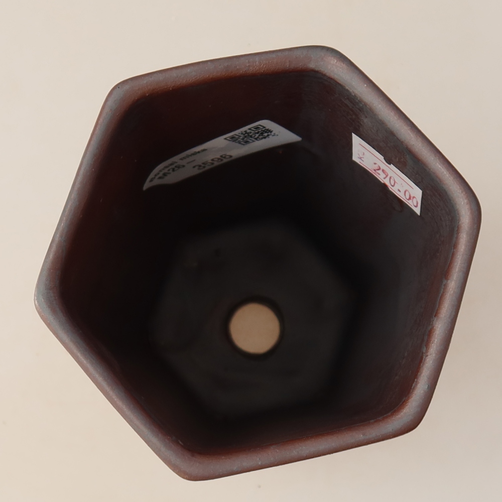 Keramische bonsaipot 9,5 x 8,5 x 14,5 cm, metaalachtige kleur