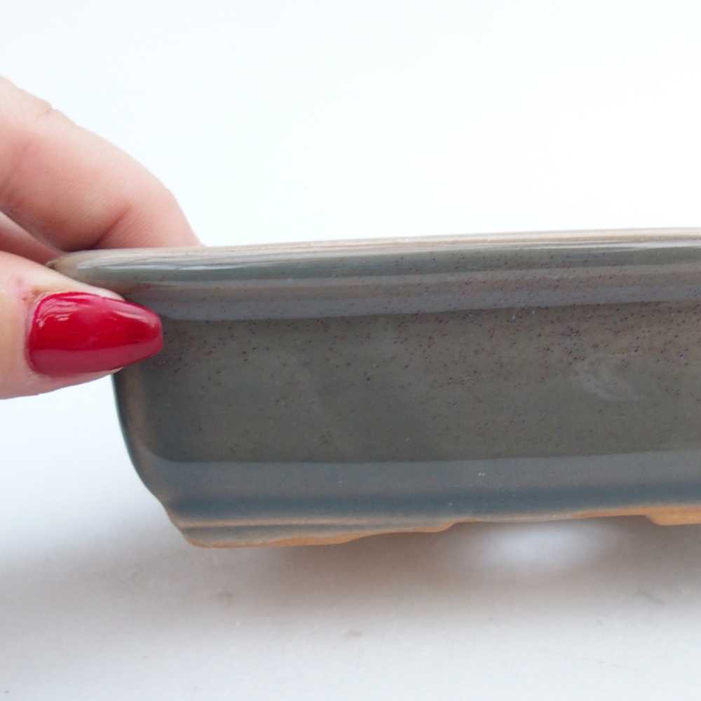 Bonsaischaal van keramiek 26 x 26 x 8 cm, kleur rood