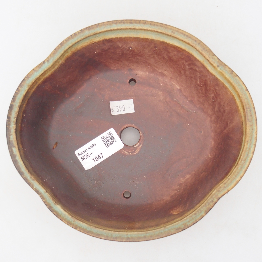 Bonsaischaal van keramiek 18,5 x 17 x 6 cm, groen