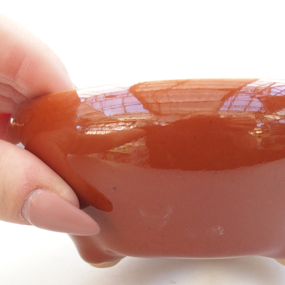 Bonsaischaal van keramiek 26 x 26 x 8 cm, kleur rood