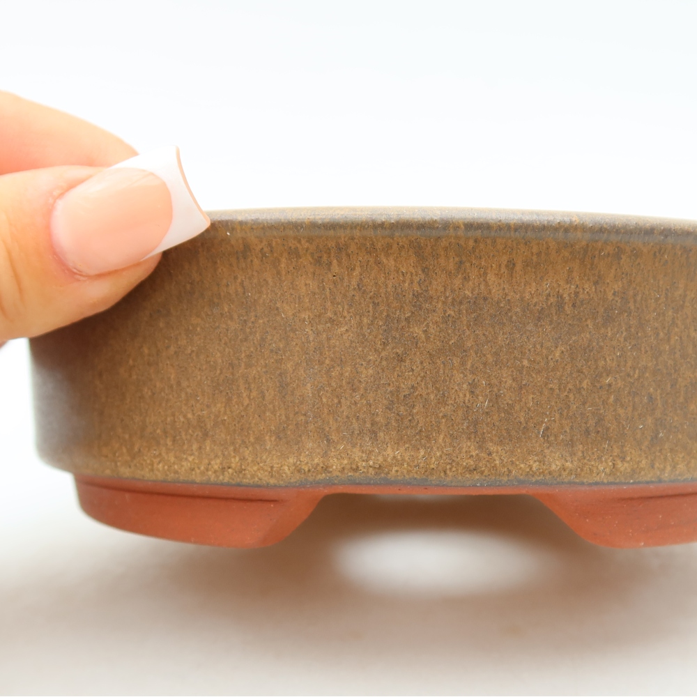 Keramische bonsaischaal 14,5 x 14,5 x 4,5 cm, kleur bruin