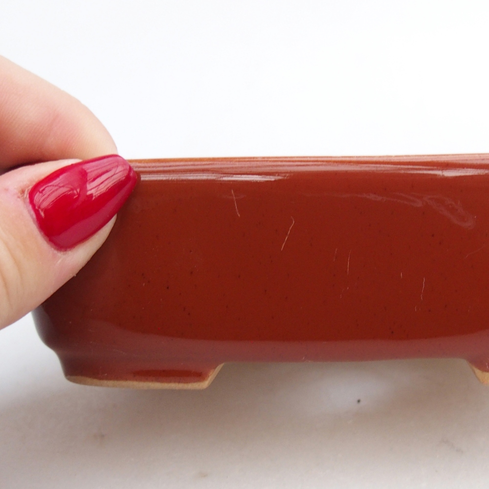 Bonsaischaal van keramiek 26 x 26 x 8 cm, kleur rood