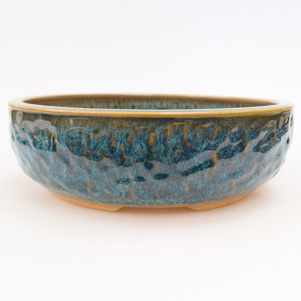 Keramische bonsaipot 23 x 23 x 7 cm, kleur: blauw