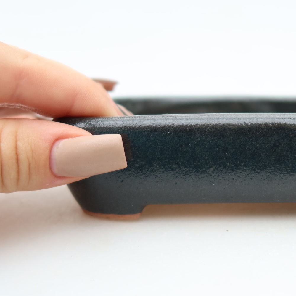 Keramische bonsaipot 12,5 x 9 x 3,5 cm, kleur: zwart
