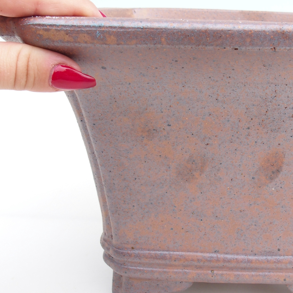 Bonsaischaal van keramiek 23,5 x 23,5 x 17 cm, metaalkleur