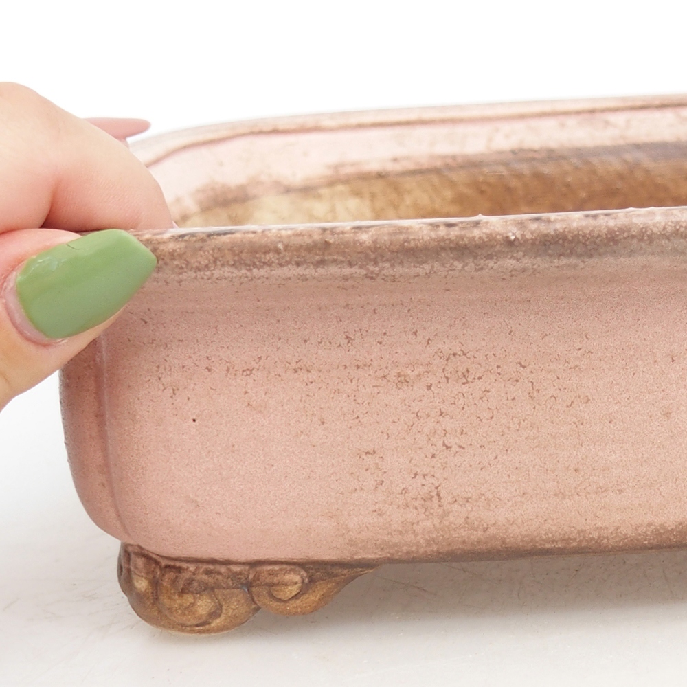 Bonsaischaal van keramiek 20 x 17 x 6 cm, roze