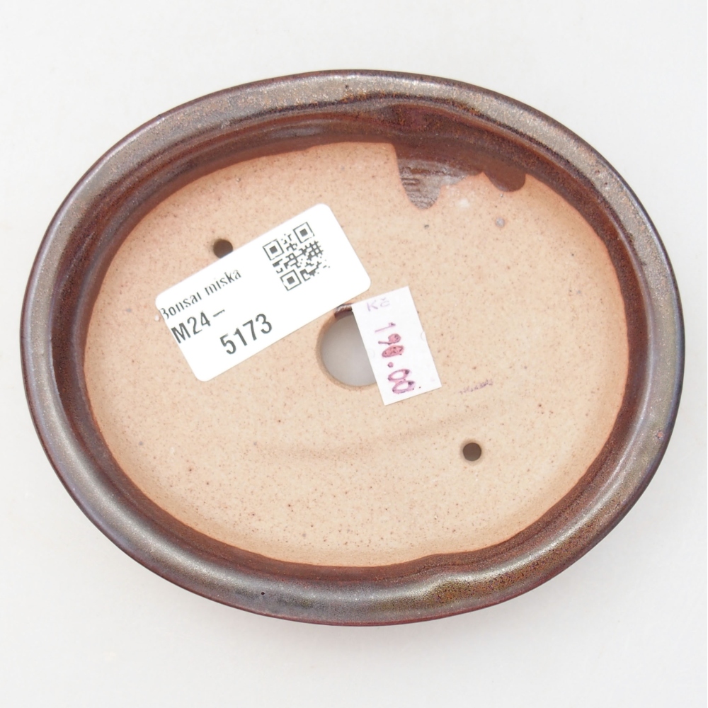 Bonsaischaal van keramiek 12,5 x 10,5 x 2 cm, bruin