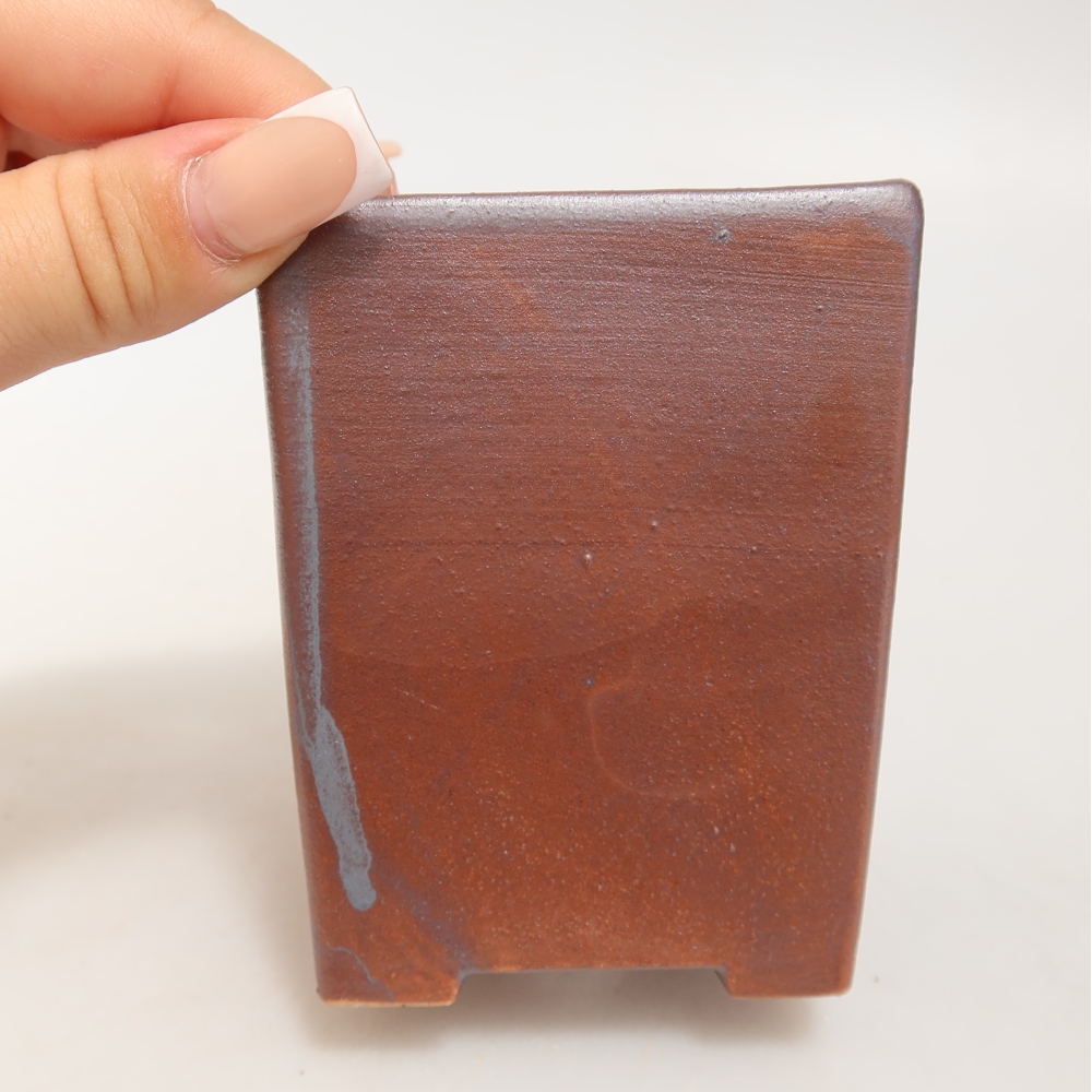 Keramische bonsaipot 7,5 x 7,5 x 9,5 cm, metaalachtige kleur
