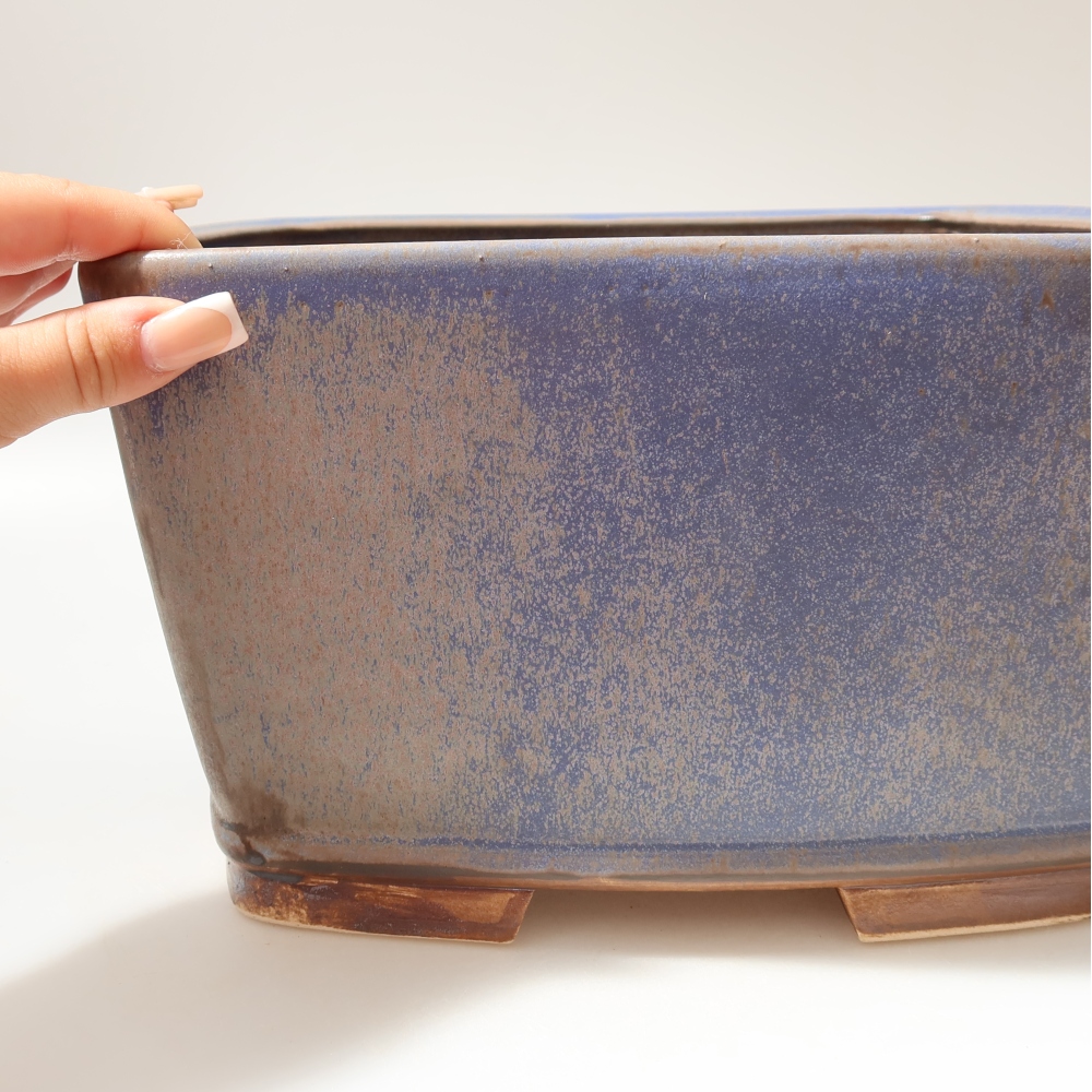 Keramische bonsaipot 26,5 x 26,5 x 15,5 cm, kleur: blauw