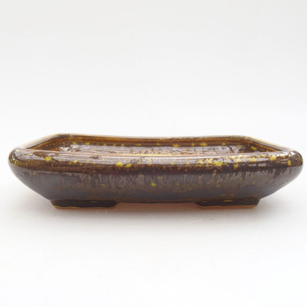 Bonsaischaal van keramiek 17 x 14 x 3,5 cm, geel