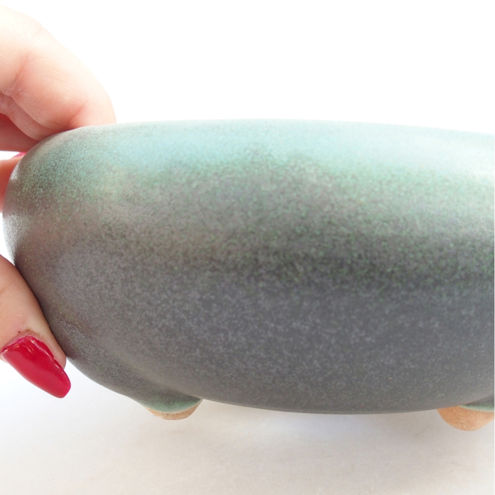 Bonsaischaal van keramiek 26 x 26 x 8 cm, kleur rood