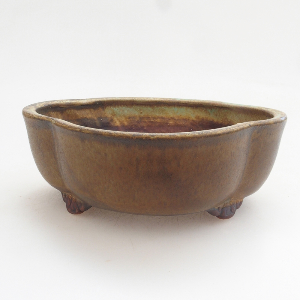 Bonsaischaal van keramiek 10 x 8,5 x 4 cm, bruin