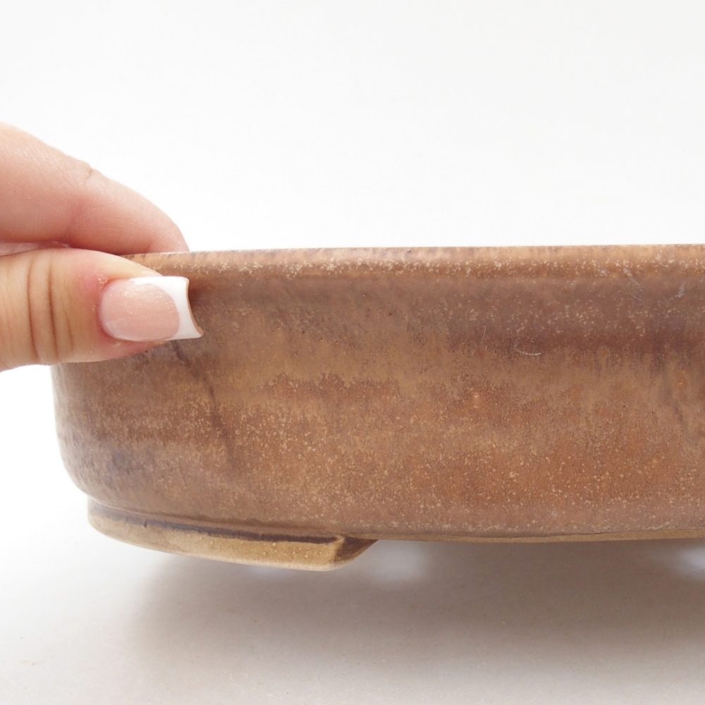 Bonsaischaal van keramiek 26,5 x 23,5 x 5,5 cm, kleur beige