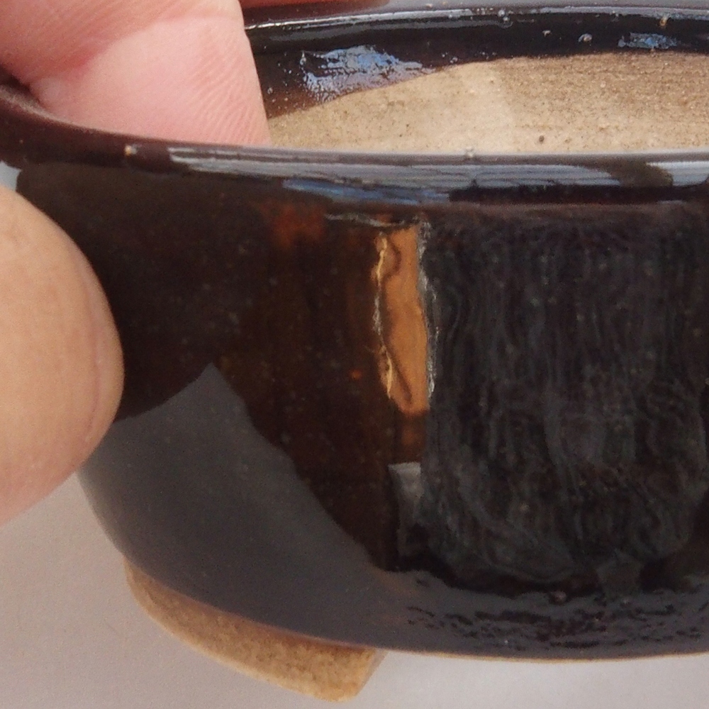 Bonsaischaal van keramiek 10 x 8,5 x 4 cm, bruin