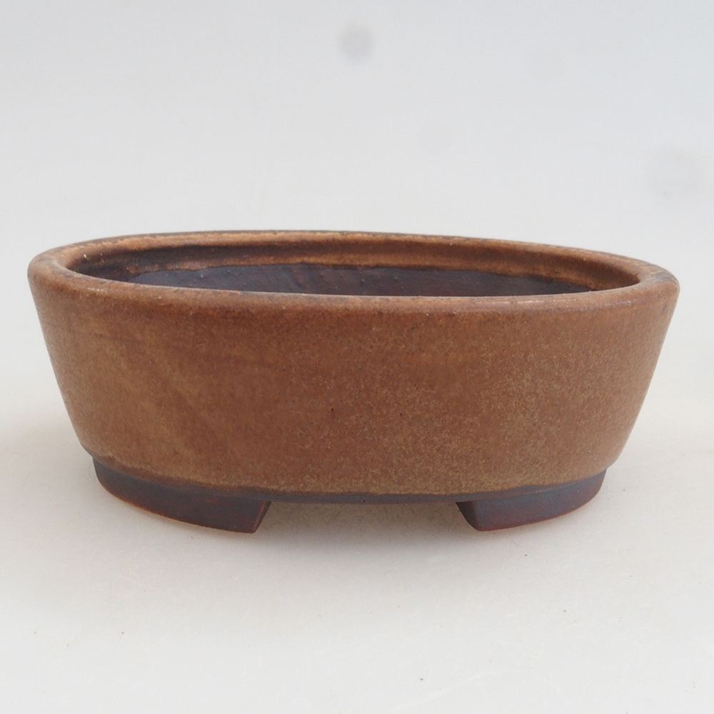Bonsaischaal van keramiek 10 x 8,5 x 4 cm, bruin