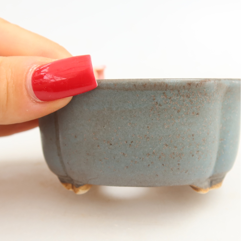 Keramische bonsaischaal 8 x 7,5 x 3,5 cm, kleur: blauw