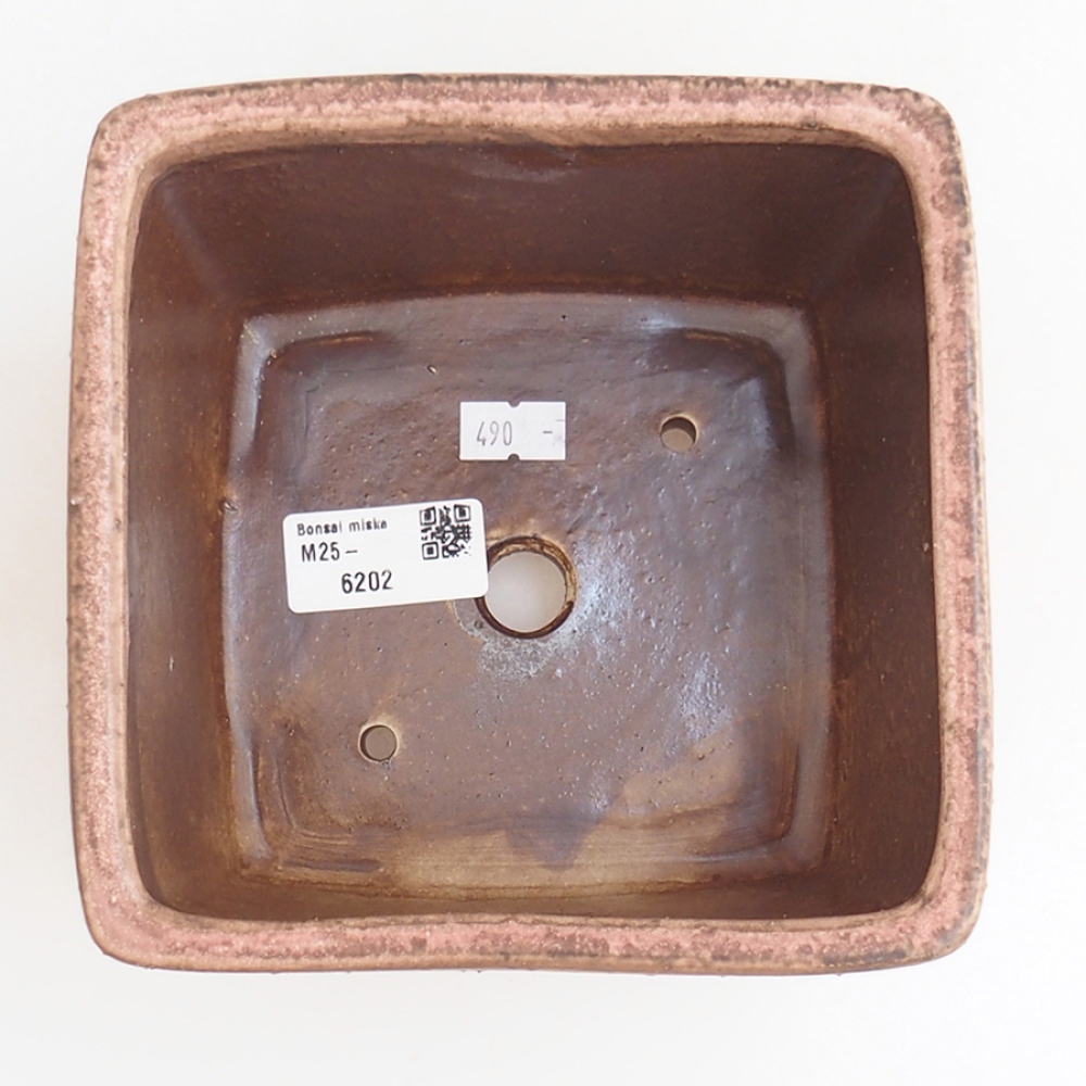 Bonsaischaal van keramiek 15 x 15 x 9,5 cm, roze