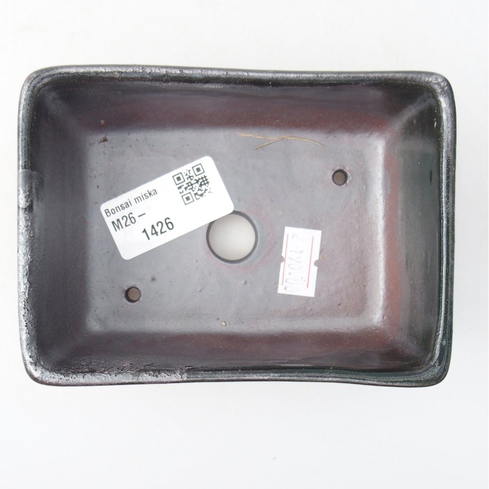 Bonsaischaal van keramiek 12 x 8,5 x 4,5 cm, metallic groen