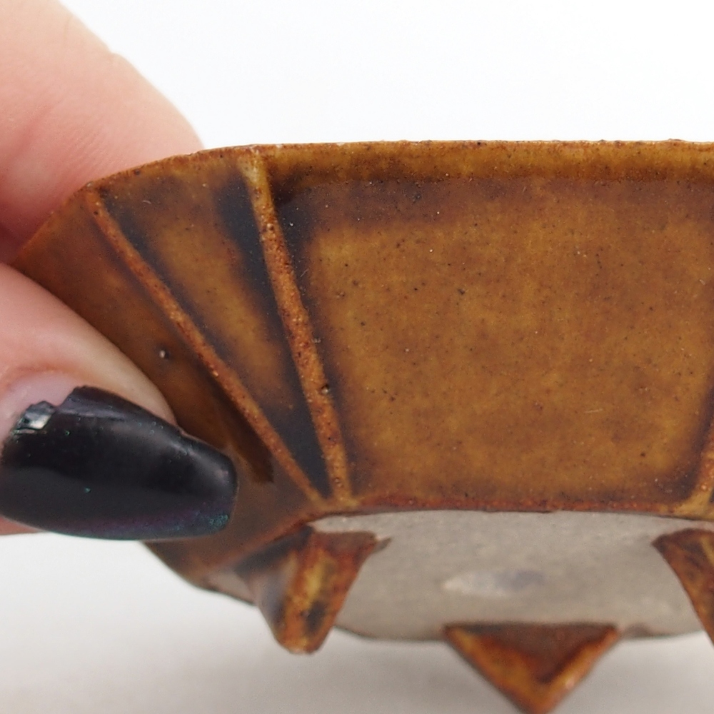 Bonsaischaal van keramiek 8,5 x 8 x 2,5 cm, bruin