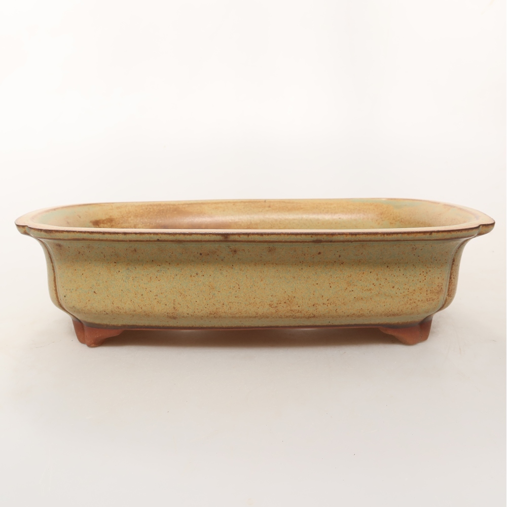 Keramische schaal  24,5 x 17,5 x 6 cm, kleur groenbruin