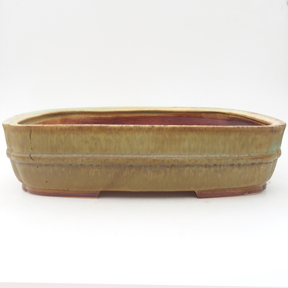 Bonsaischaal van keramiek 29 x 23,5 x 7 cm, groen