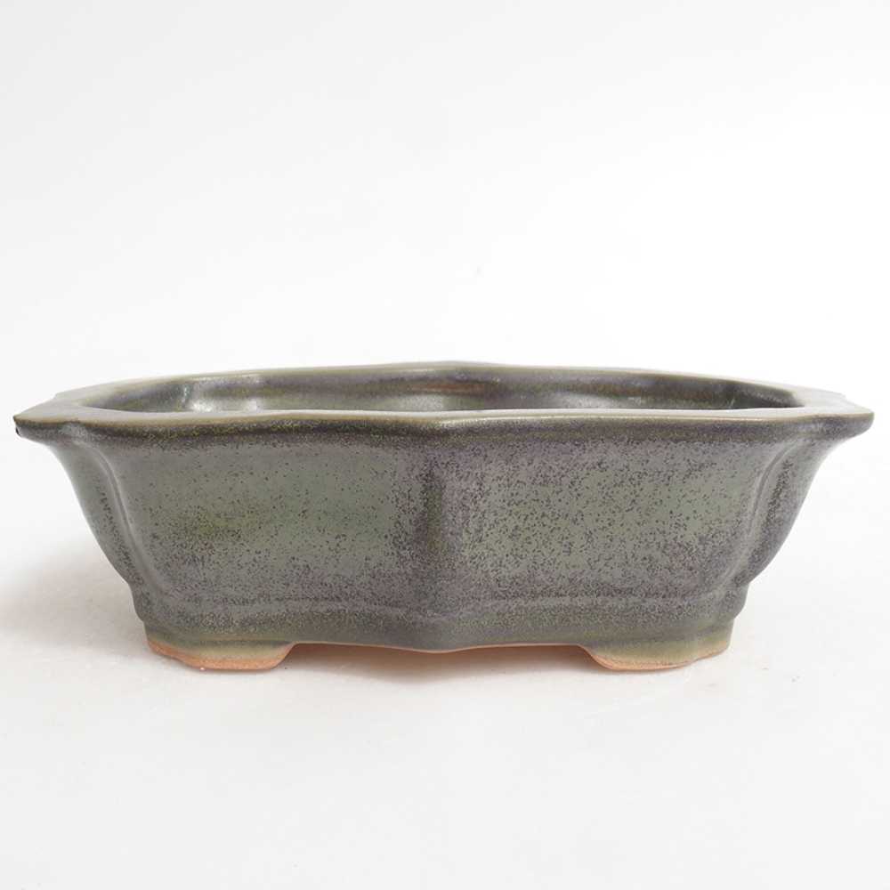 Bonsaischaal van keramiek 15,5 x 11,5 x 4,5 cm, groen
