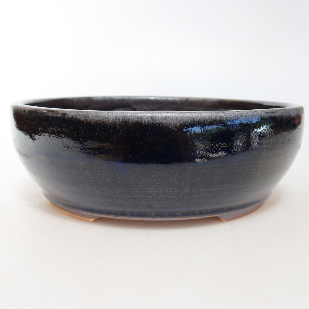 Bonsaischaal van keramiek 18 x 18 x 6,5 cm, kleur blauw