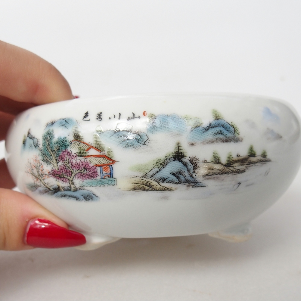 Bonsaischaal van keramiek 10 x 10 x 5 cm, kleur wit