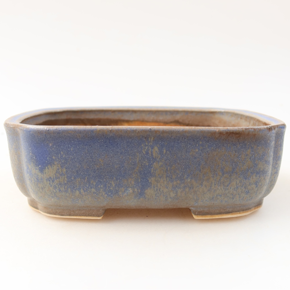 Bonsaischaal van keramiek 13,5 x 12 x 4 cm, kleur blauw