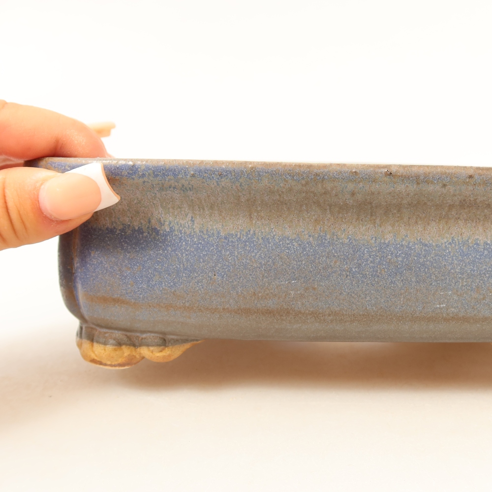 Keramische bonsaipot 19,5 x 17 x 6 cm, kleur: blauw
