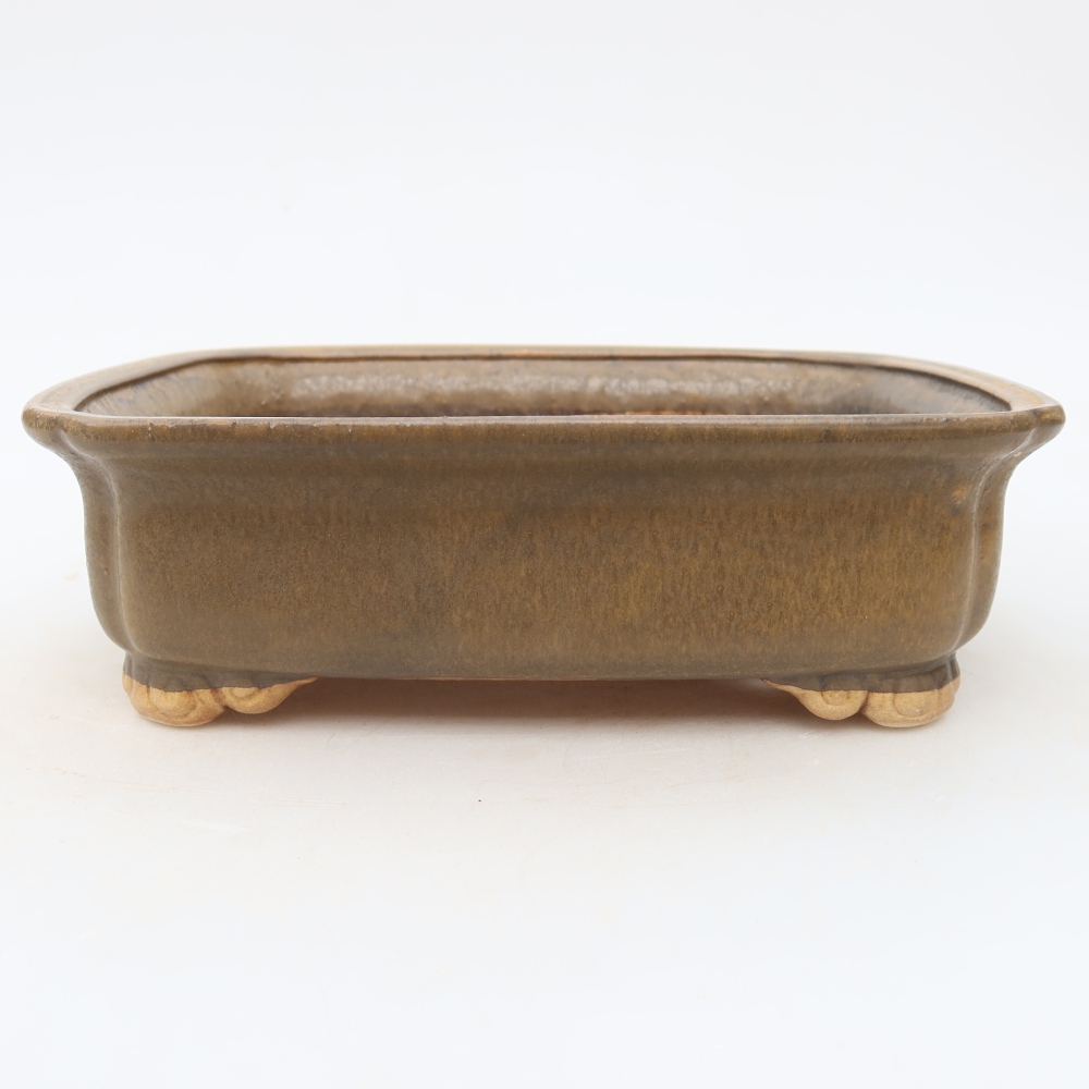 Keramische bonsaipot 20 x 17,5 x 6 cm, kleur bruin