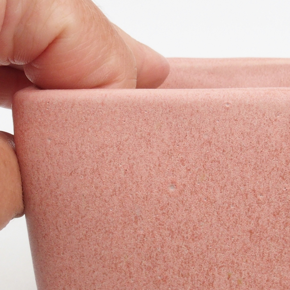 Bonsaischaal van keramiek 11 x 11 x 8,5 cm, roze