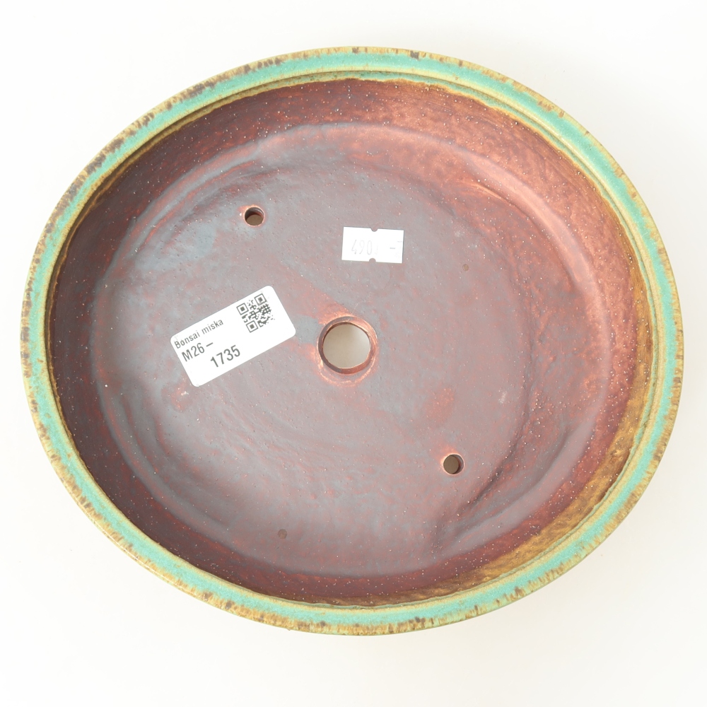 Bonsaischaal van keramiek 21 x 19 x 4,5 cm, groen