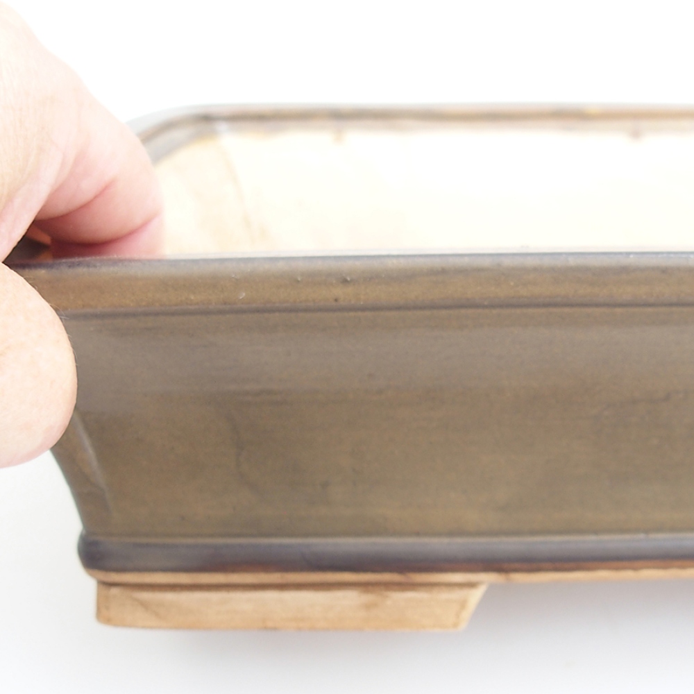 Bonsaischaal van keramiek 29,5 x 25 x 7,5 cm, bruin