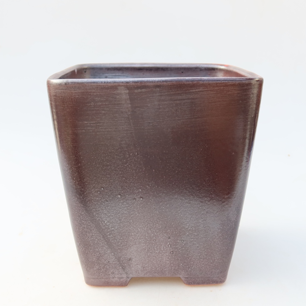 Bonsaischaal van keramiek 13,5 x 13,5 x 15 cm, metaalkleur