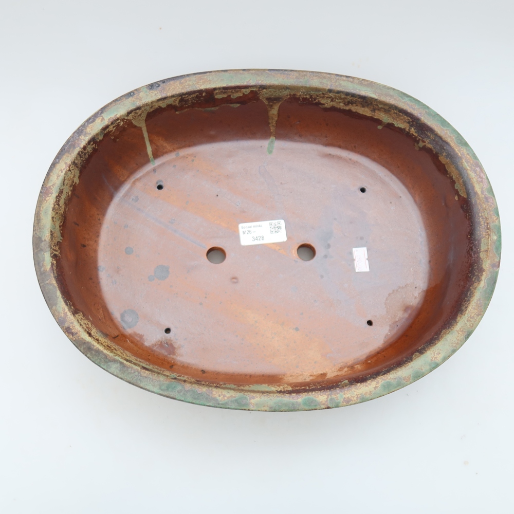 Keramische bonsaischaal 36 x 28 x 8,5 cm, kleur bruingroen
