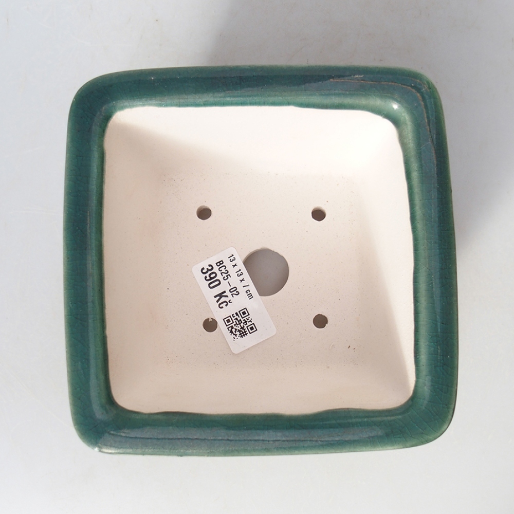 Bonsaischaal van keramiek 13 x 13 x 7 cm, groen