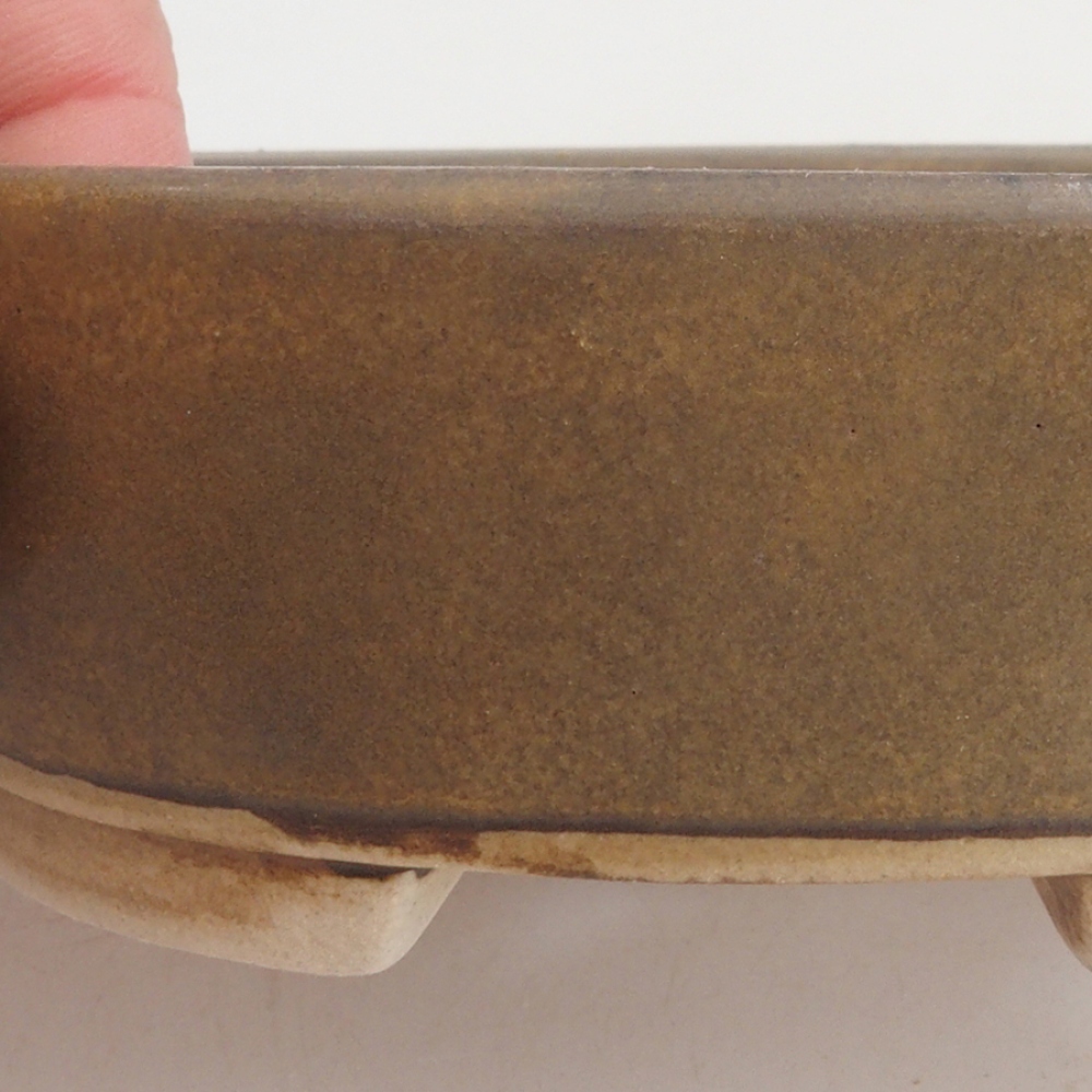 Bonsaischaal van keramiek 10 x 8,5 x 4 cm, bruin