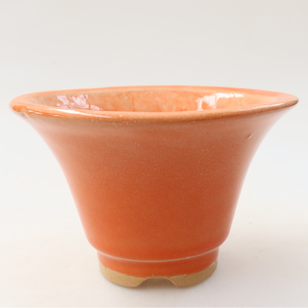 Keramische bonsaipot 10,5 x 10,5 x 7 cm, kleur: oranje