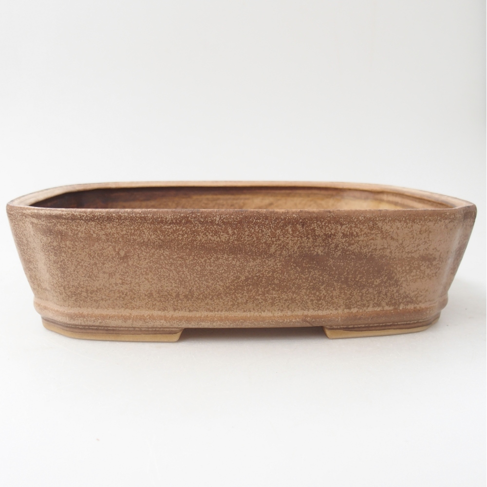 Bonsaischaal van keramiek 24,5 x 21,5 x 6,5 cm, kleur beige
