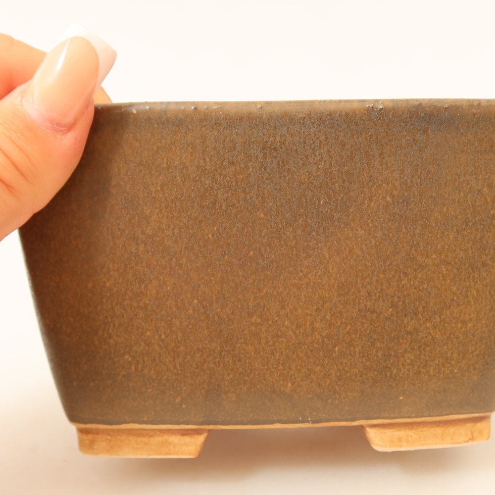 Bonsaischaal van keramiek 13 x 13 x 8 cm, bruin