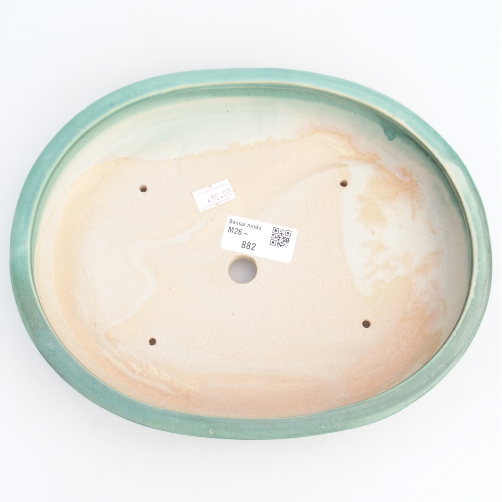 Bonsaischaal van keramiek 24,5 x 20 x 4 cm, groen