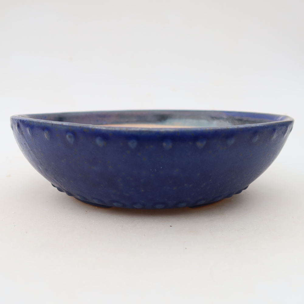 Keramische bonsaipot 17 x 17 x 5 cm, kleur: blauw