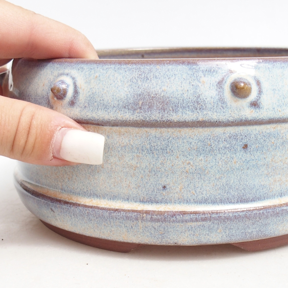Bonsaischaal van keramiek 16 x 16 x 7,5 cm, kleur blauw