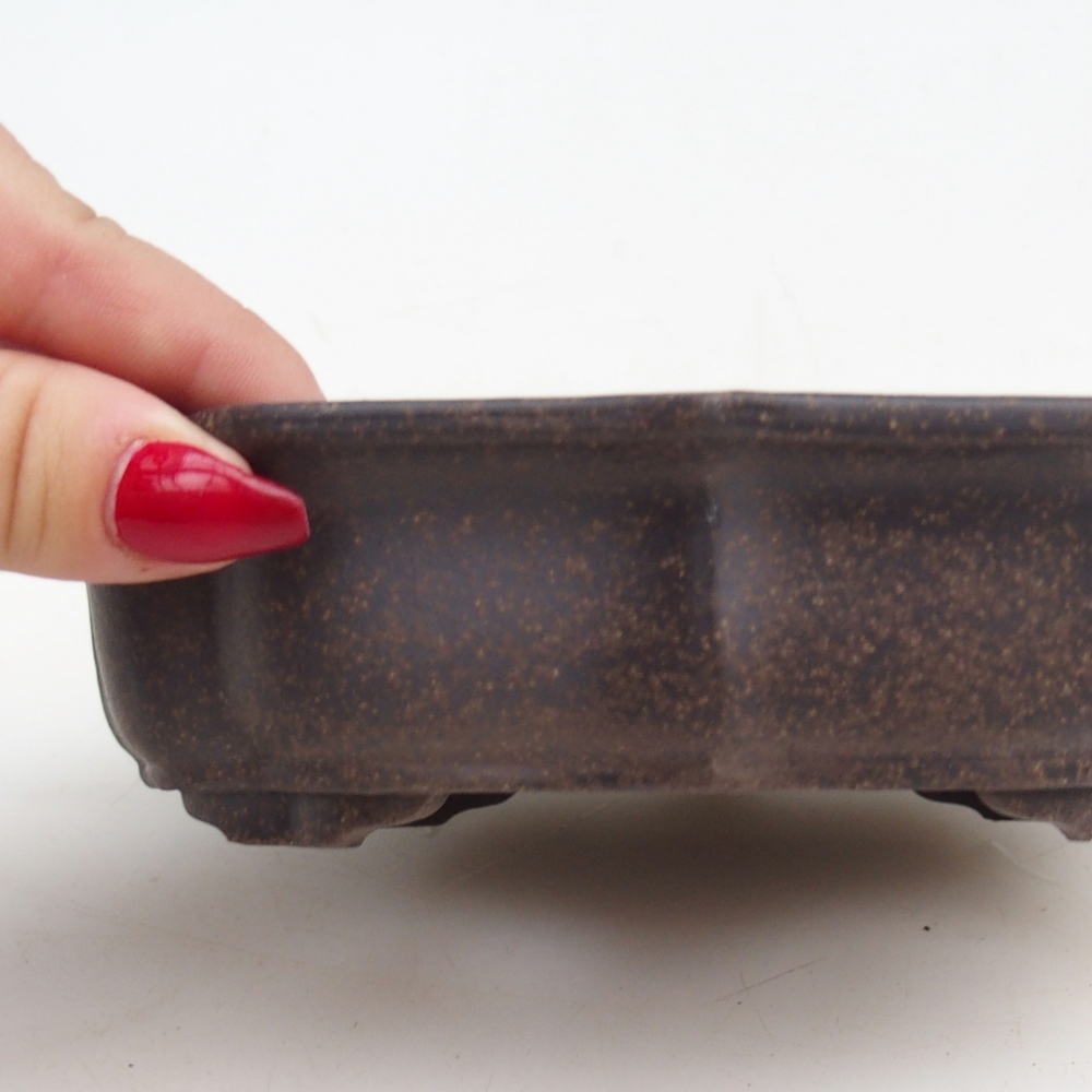 Bonsaischaal van keramiek 16,5 x 13 x 4 cm, kleur okerbruin