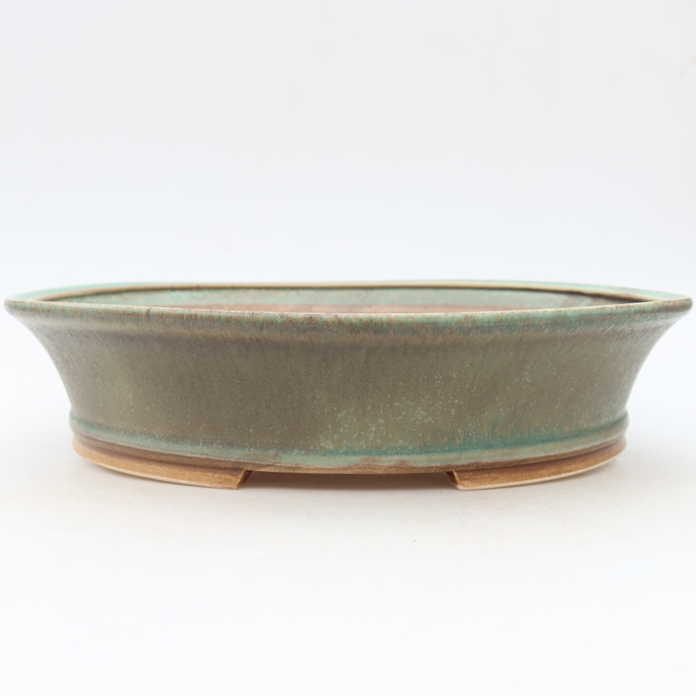 Keramische bonsaischaal 27 x 24,5 x 6 cm, kleur: groen