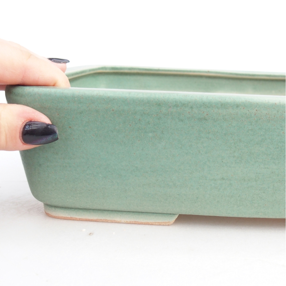 Bonsaischaal van keramiek 26,5 x 20,5 x 7 cm, groen