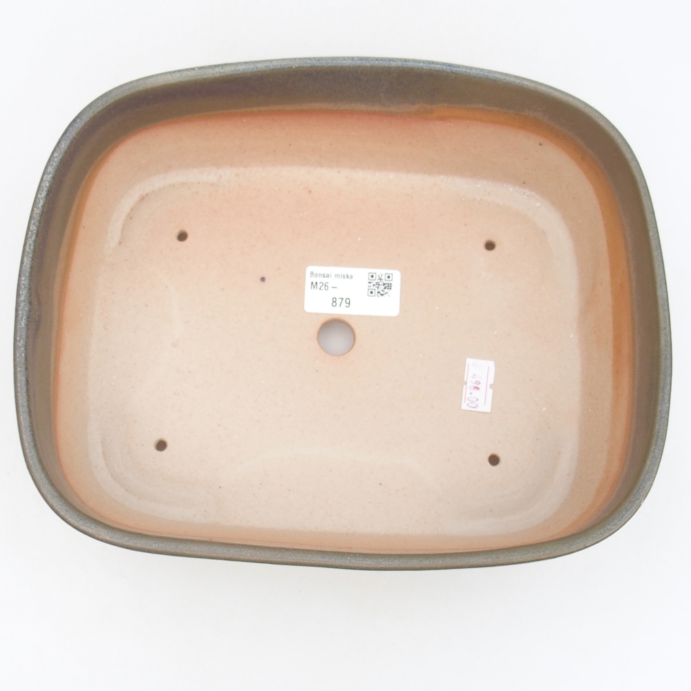 Bonsaischaal van keramiek 23,5 x 19 x 7,5 cm, kleur bruin-groen