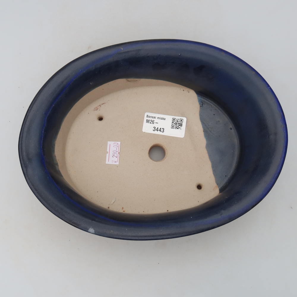Keramische bonsaischaal 22,5 x 17,5 x 6,5 cm, kleur: blauw