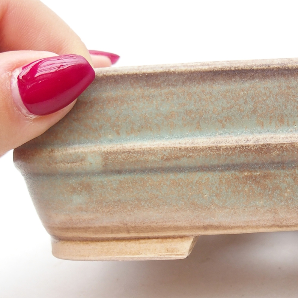 Bonsaischaal van keramiek 14,5 x 11,5 x 4 cm, groen